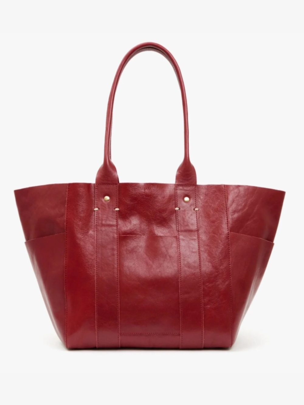 Clare V. Le Slim Box Tote in Oxblood Rustic